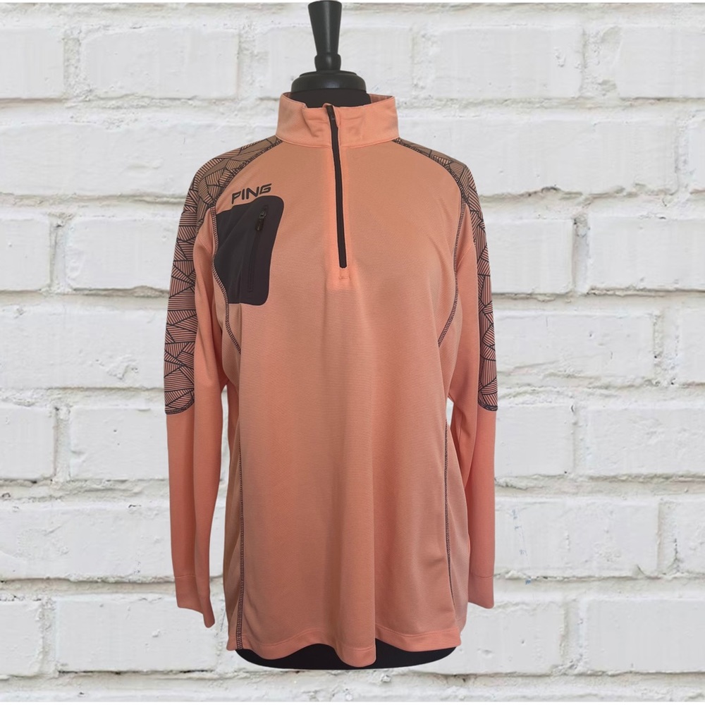 NWOT Women's Ping Performance Coral 3/4 Zip Pullover Size XXL